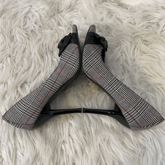 DELICIOUS PLAID PEEP TOE & BOW DECOR HEELS SIZE 8.5 - Picture 6 of 9